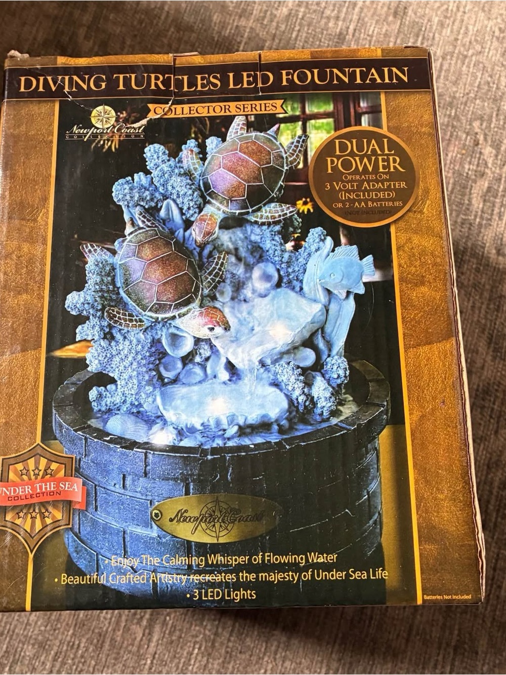 Newport Blue and Brown Diving Turtles LED Fountain